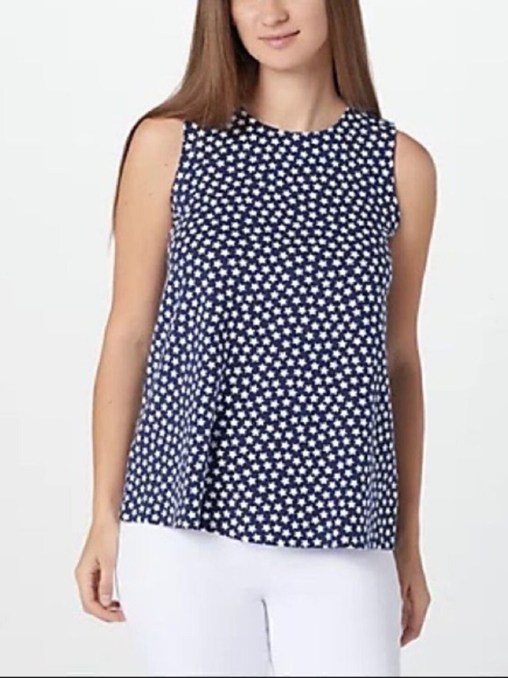 Denim & Co. Printed Jersey Round-Neck Swing Tank